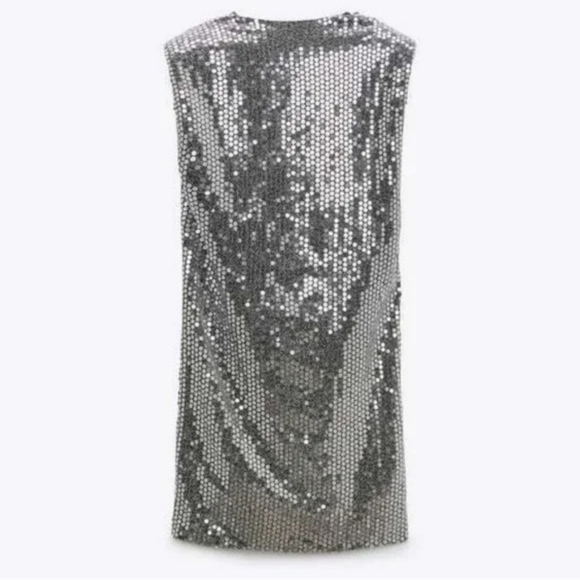 Zara Draped Sleeveless Sequin Mini Dress XS NWT - Picture 8 of 13